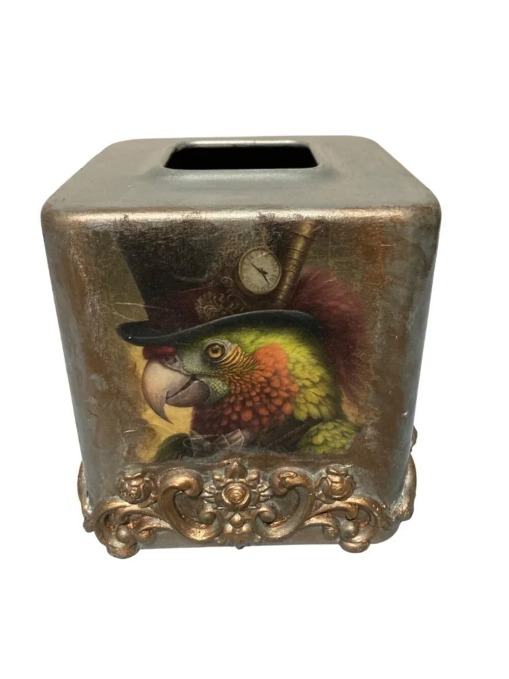 Victorian Gothic Steampunk Parrot Buzzard And Crow Tissue Box Cover